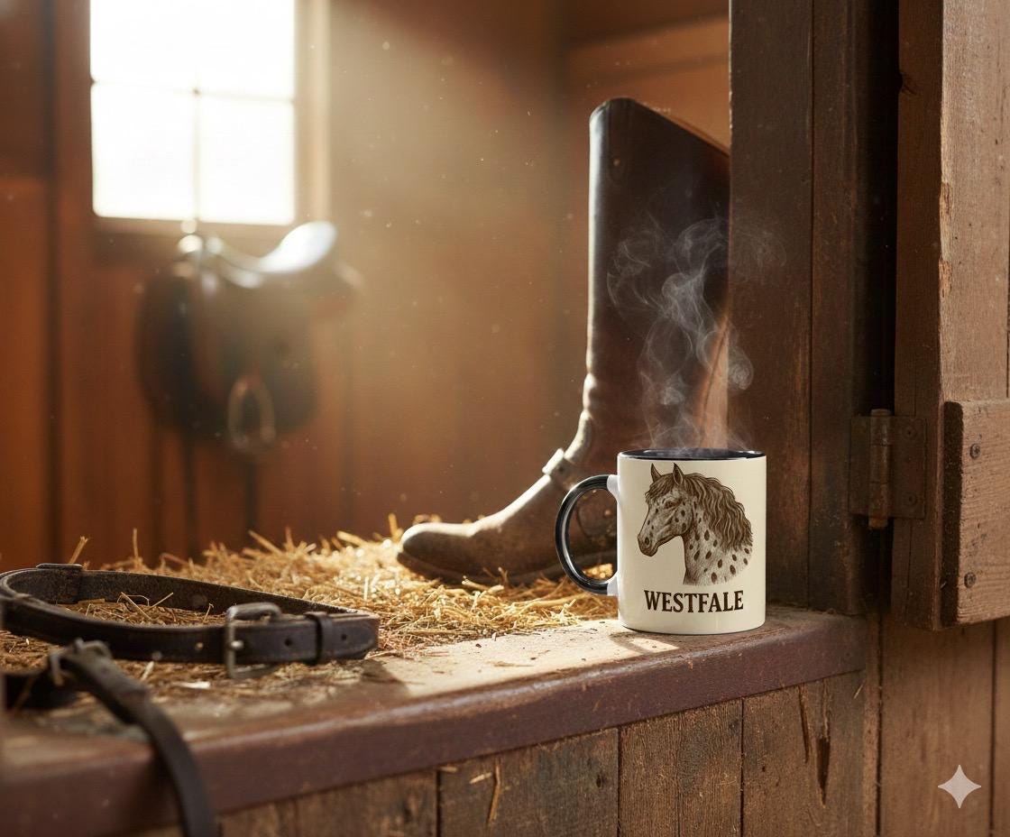 Westfale Pferd Line Art – Warmblut Illustration für Pferdeliebhaber – Edles Westfalen Reitsport Design