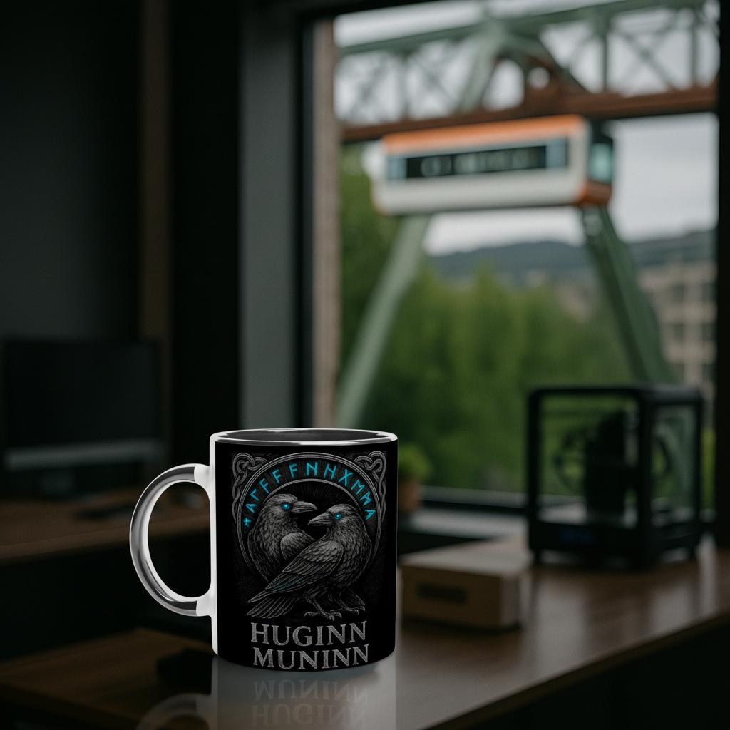 Huginn & Muninn – Odins Raben Motiv | Nordische Mythologie Illustration | Viking Raven Artwork | Black Edition