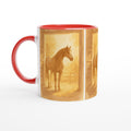 Pferde Tasse – Goldenes Stallmotiv | Warmes Pferdekunst-Design | Geschenk für Reiter & Pferdeliebhaber | Horse Mug with Stable Scene