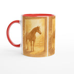 Pferde Tasse – Goldenes Stallmotiv | Warmes Pferdekunst-Design | Geschenk für Reiter & Pferdeliebhaber | Horse Mug with Stable Scene