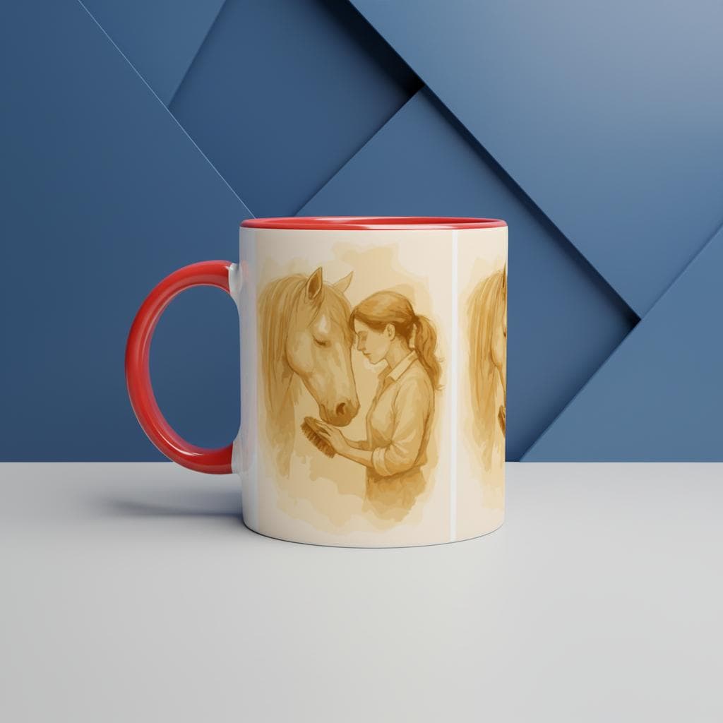 Mädchen und Pferd – Zarte Pferdeliebe Illustration auf Keramiktasse | Geschenk für Reiterinnen & Pferdefans