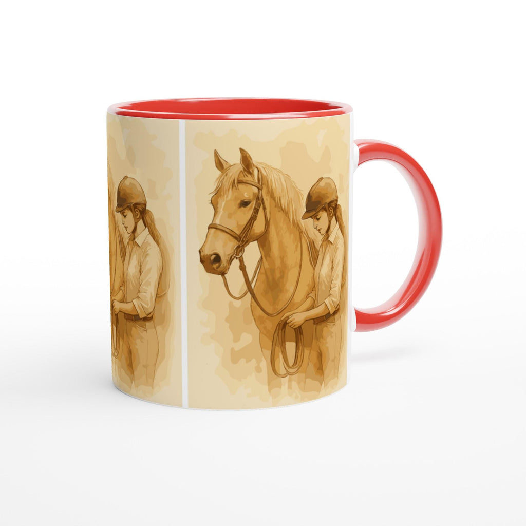 Verbunden im Training – Reiterin & Pferd Aquarell | Pferdeliebhaber Geschenk | Warmes Reitsport-Motiv