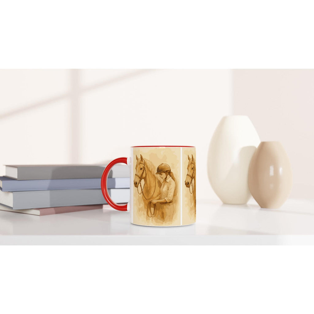Verbunden im Training – Reiterin & Pferd Aquarell | Pferdeliebhaber Geschenk | Warmes Reitsport-Motiv