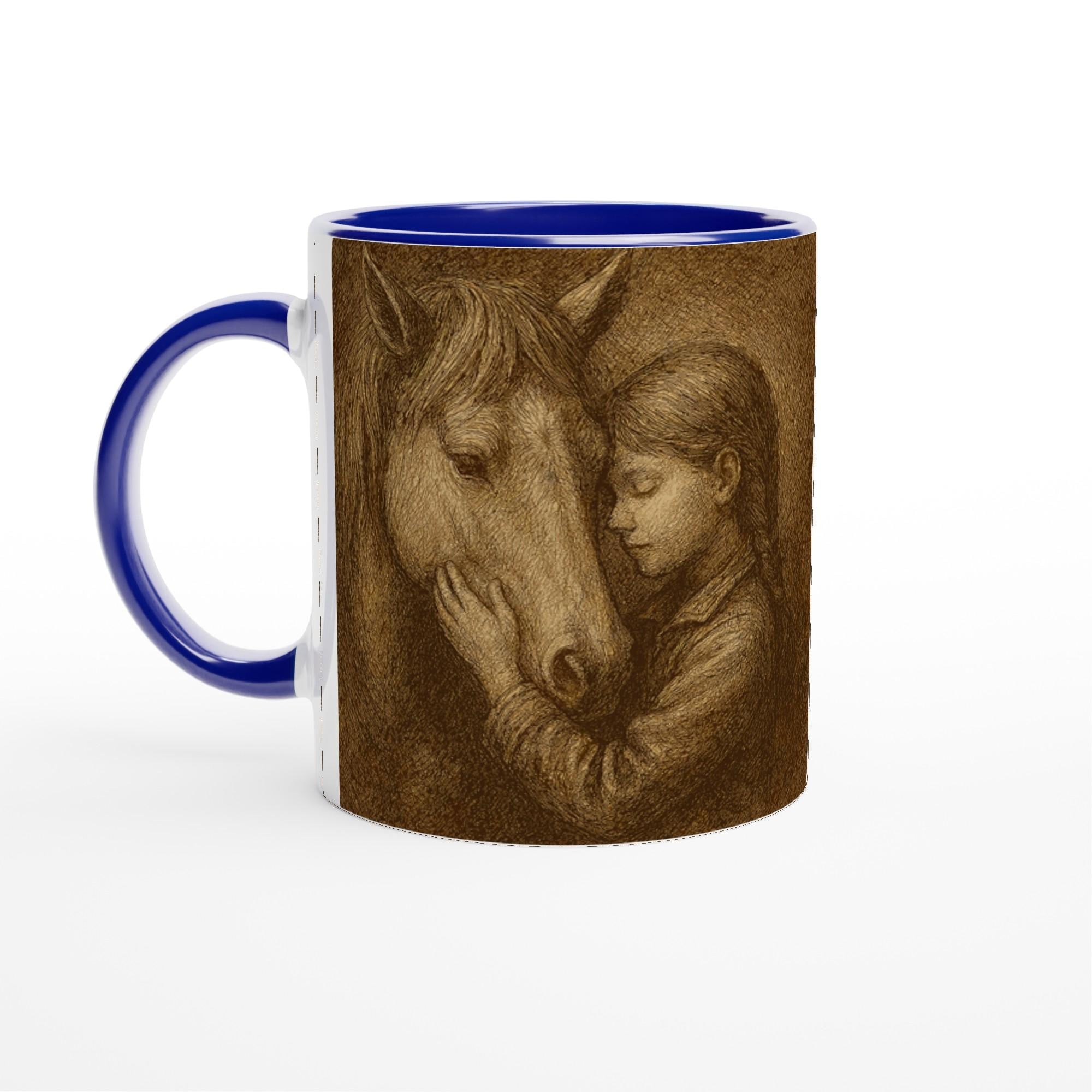 Golden Bond – Gravur-Tasse Pferd & Mädchen | Geschenk für Reiterinnen | Pferdeliebe Tasse | Vintage Style Mug