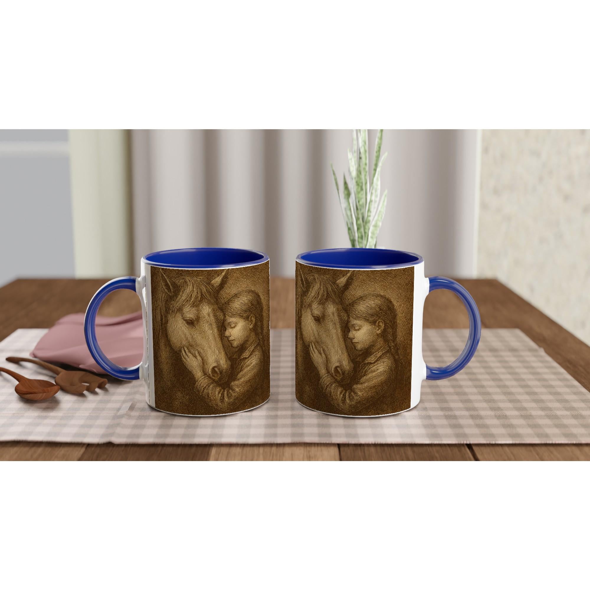 Golden Bond – Gravur-Tasse Pferd & Mädchen | Geschenk für Reiterinnen | Pferdeliebe Tasse | Vintage Style Mug