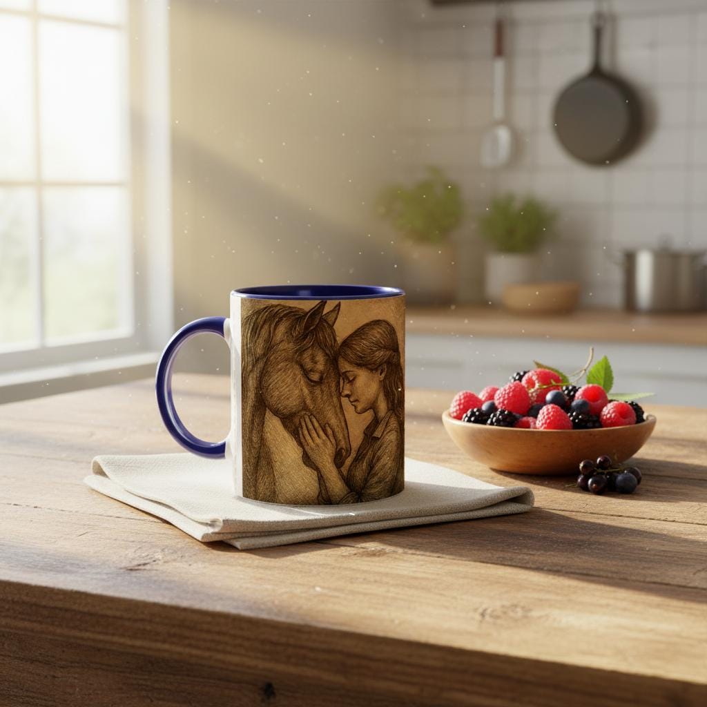Pferdemädchen Herzenspferd | Emotionales Pferdemotiv | Geschenk für Reiterinnen & Stallfans | 11oz Keramiktasse