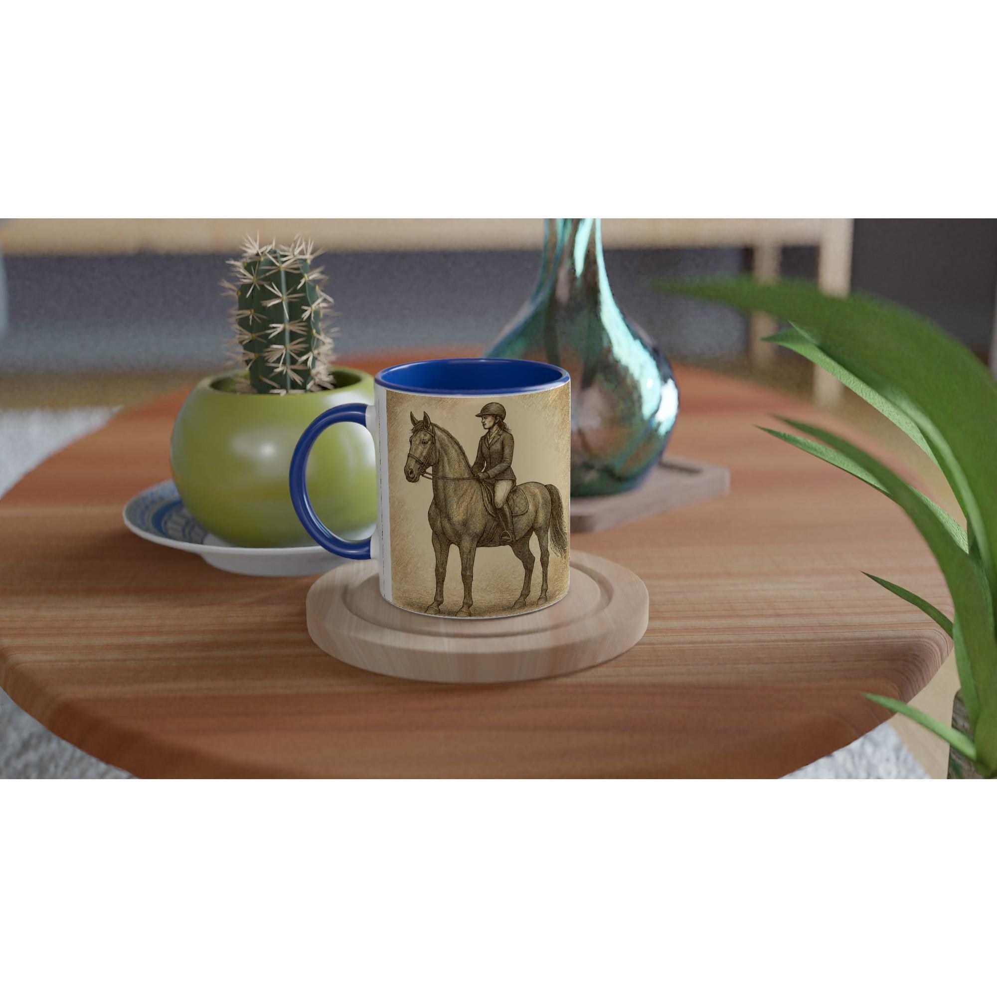 Elegante Reiterin – Klassische Pferdetasse für Reiter & Pferdeliebhaber – Vintage Equestrian Mug