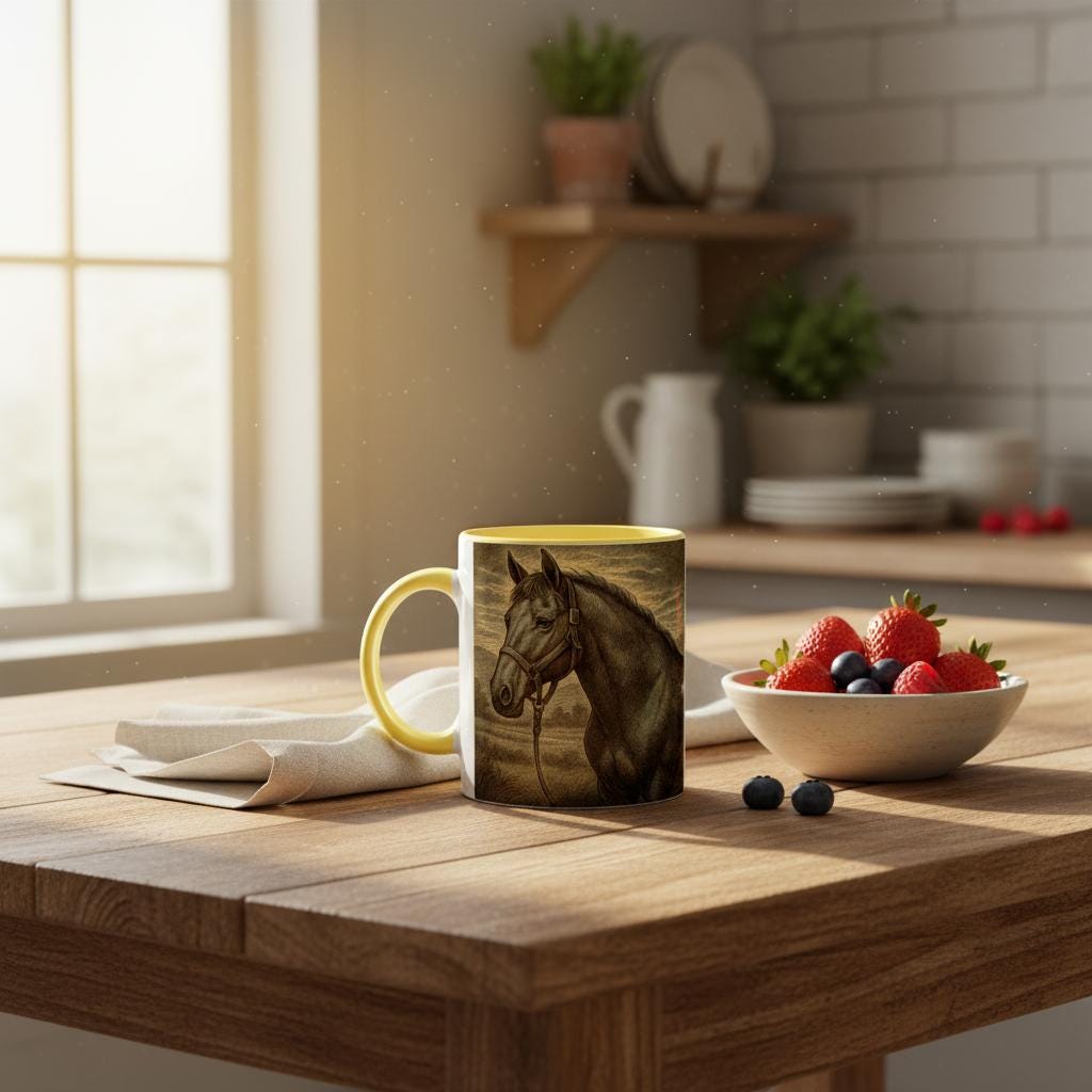 Elegante Reiterin – Klassische Pferdetasse für Reiter & Pferdeliebhaber – Vintage Equestrian Mug