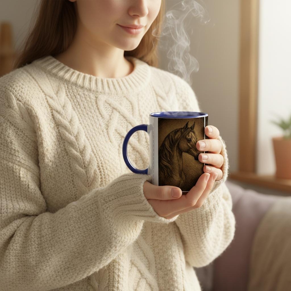 Golden Grace – Pferdeporträt Tasse | Geschenk für Pferdeliebhaber & Reiterinnen