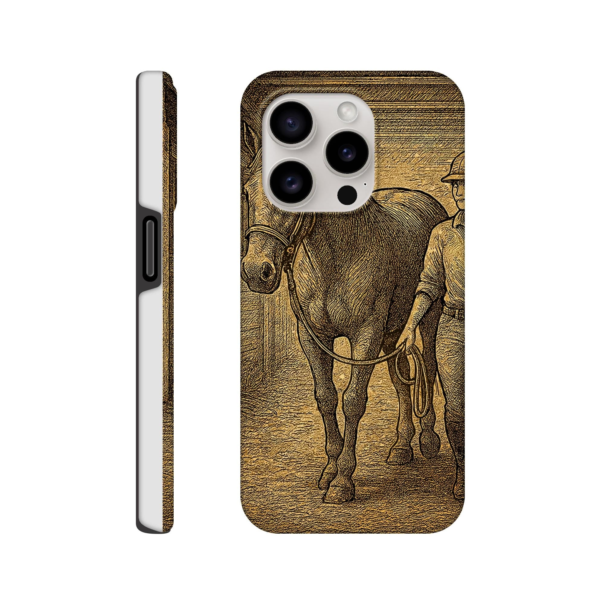 Hochwertige stoßfeste Handyhülle mit elegantem Pferdemotiv. Perfekt für Reiterinnen, Pferdefans und als Geschenk.