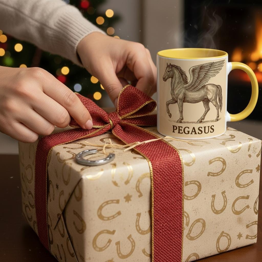 Pegasus – Mystisches Geflügeltes Pferd Motiv | Mythologisches Fantasy Artwork | Elegante Pegasus Illustration | Geschenk für Pferdefans