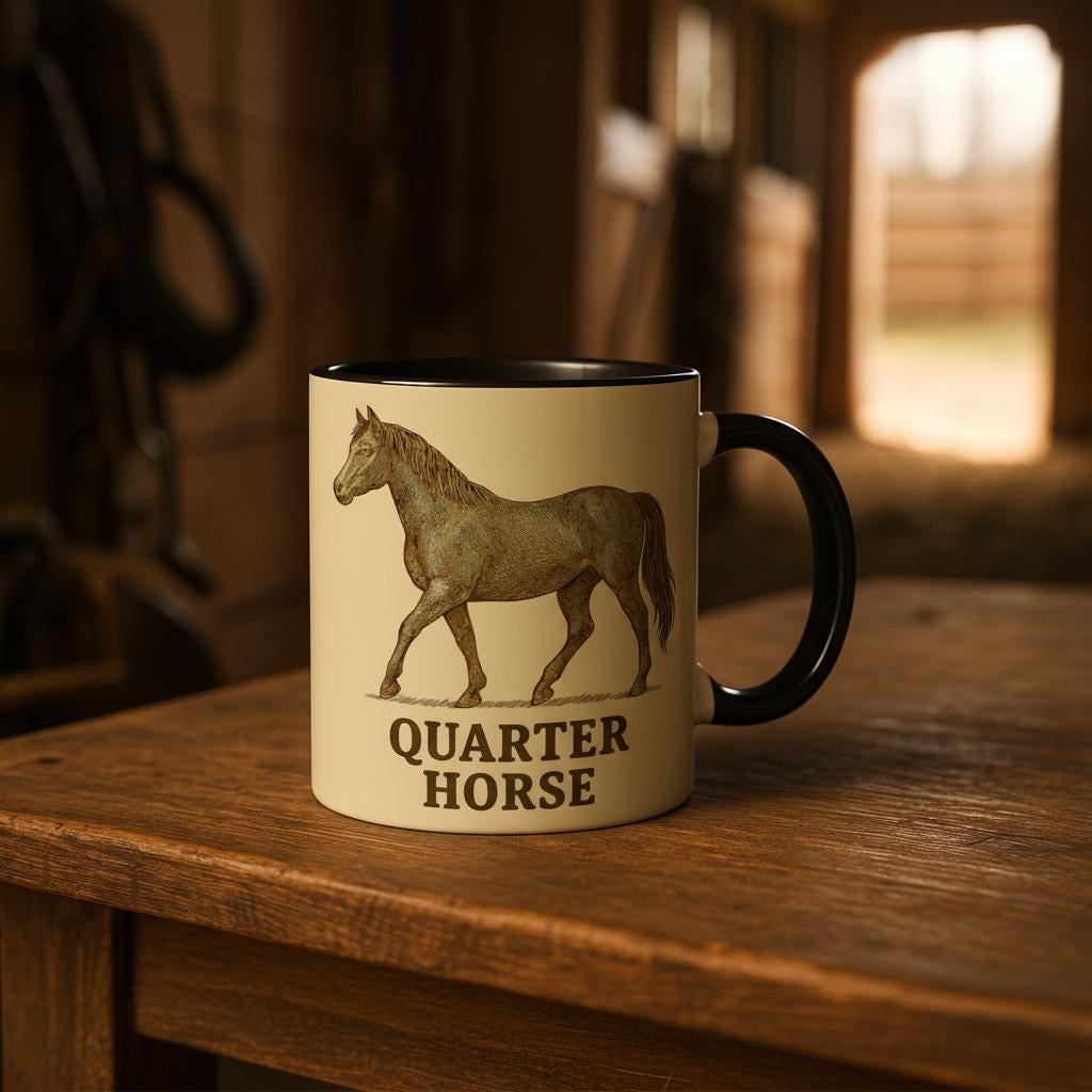 Quarter Horse – Western Pferdemotiv | American Quarter Artwork | Ranch Horse Illustration | Geschenk für Pferdeliebhaber & Westernfans