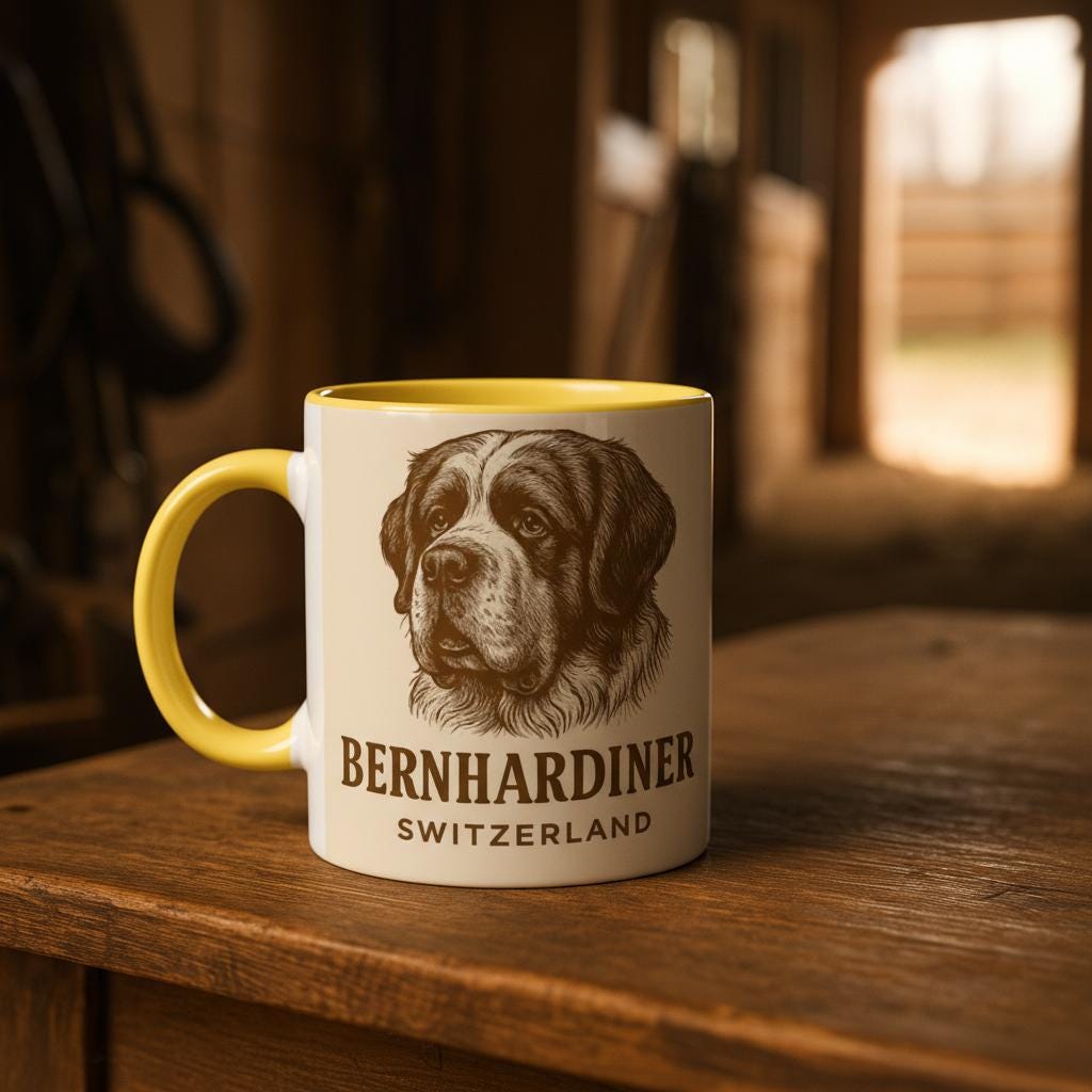Bernhardiner – Swiss Saint Bernard Motiv | Sanftes Alpenhund Artwork | Elegante Hunde-Illustration | Geschenk für Hundeliebhaber