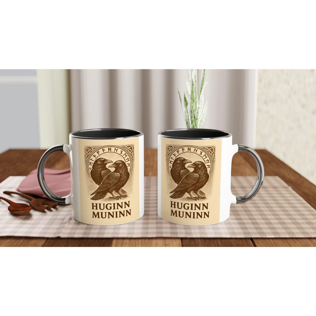 Huginn & Muninn – Odins Raben Motiv | Nordische Mythologie Illustration | Viking Raven Artwork | Mystische Silhouette