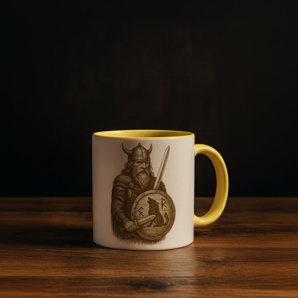 Krieger – Nordische Warrior Silhouette | Mythologische Kämpfer-Illustration | Minimalistisches Fantasy Artwork