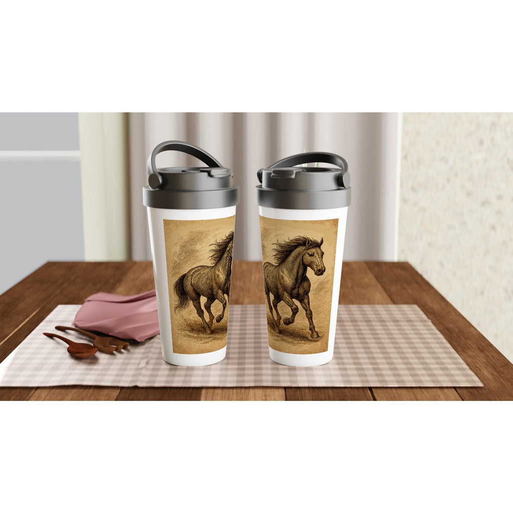 Edelstahl Thermobecher Pferd – 15 oz Travel Mug mit Deckel – Wiederverwendbarer Kaffeebecher Pferdeliebhaber Geschenk