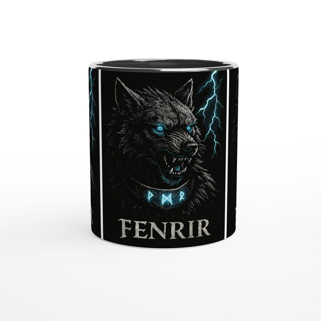 Fenrir Tasse – Nordische Mythologie Wolf – Wikinger Geschenk – Viking Mug mit Runen – Fenrir Wolf Illustration – Nordic Pagan Coffee Cup