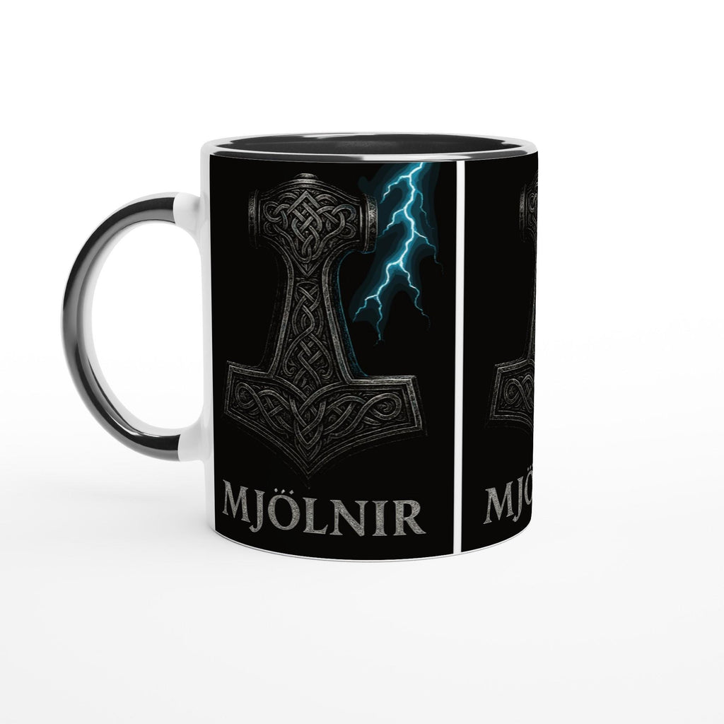 Mjölnir Tasse – Thor’s Hammer – Nordic Viking Mug – Electric Blue Metal Art – Geschenk für Männer & Mythologie Fans – Nordic Power Cup