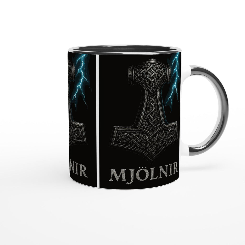Mjölnir Tasse – Thor’s Hammer – Nordic Viking Mug – Electric Blue Metal Art – Geschenk für Männer & Mythologie Fans – Nordic Power Cup