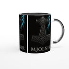 Mjölnir Tasse – Thor’s Hammer – Nordic Viking Mug – Electric Blue Metal Art – Geschenk für Männer & Mythologie Fans – Nordic Power Cup