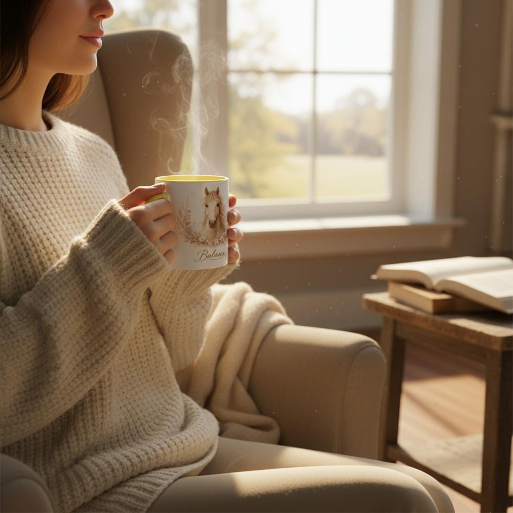 Pferde Tasse „Balance“ – Ruhiges Pferdemotiv mit Bedeutung | Geschenk für Pferdeliebhaberinnen