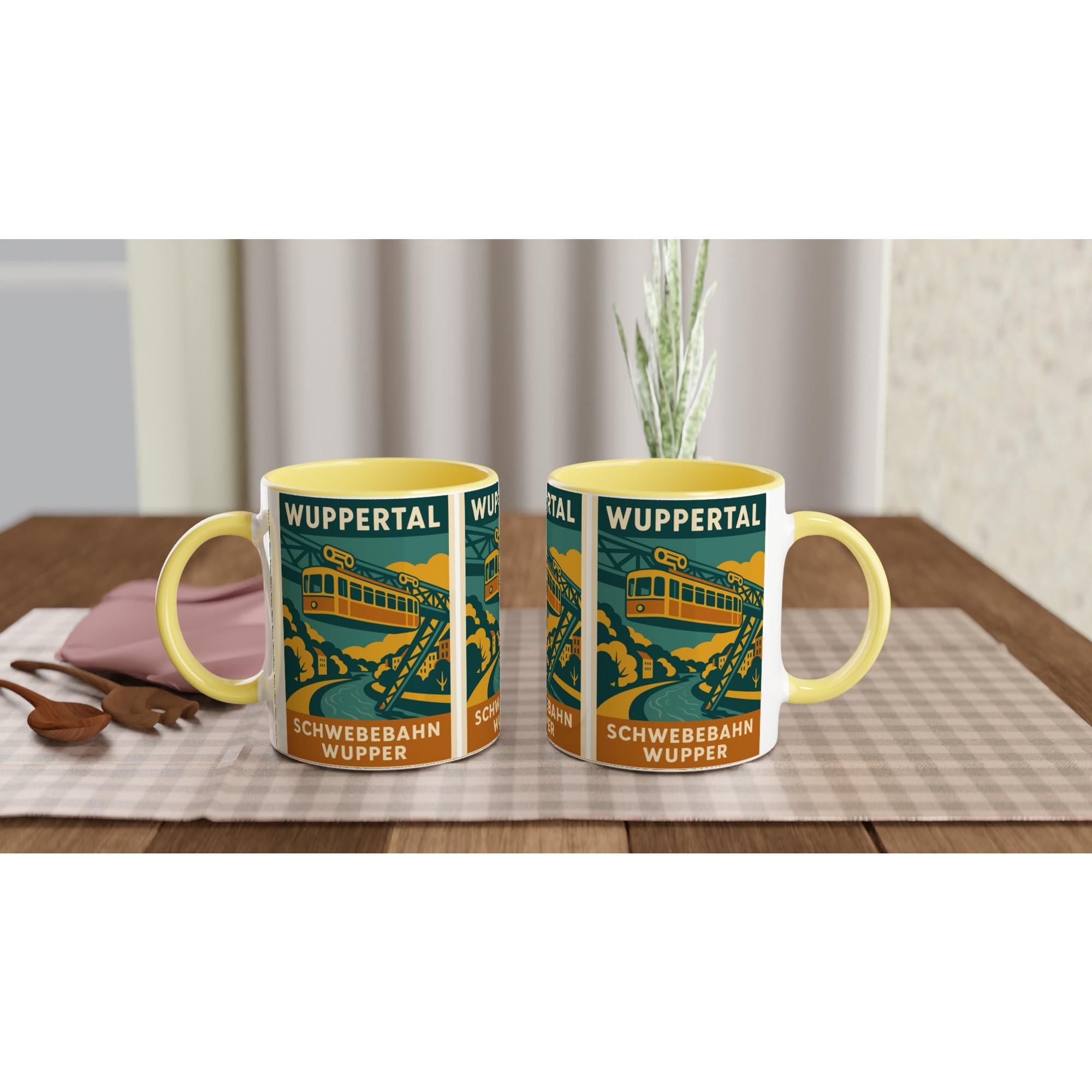 Wuppertal Schwebebahn Tasse – Retro Stadtmotiv an der Wupper | Vintage Travel Poster Mug | Geschenk für Wuppertal-Fans