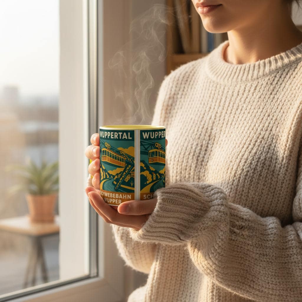 Wuppertal Schwebebahn Tasse – Retro Stadtmotiv an der Wupper | Vintage Travel Poster Mug | Geschenk für Wuppertal-Fans