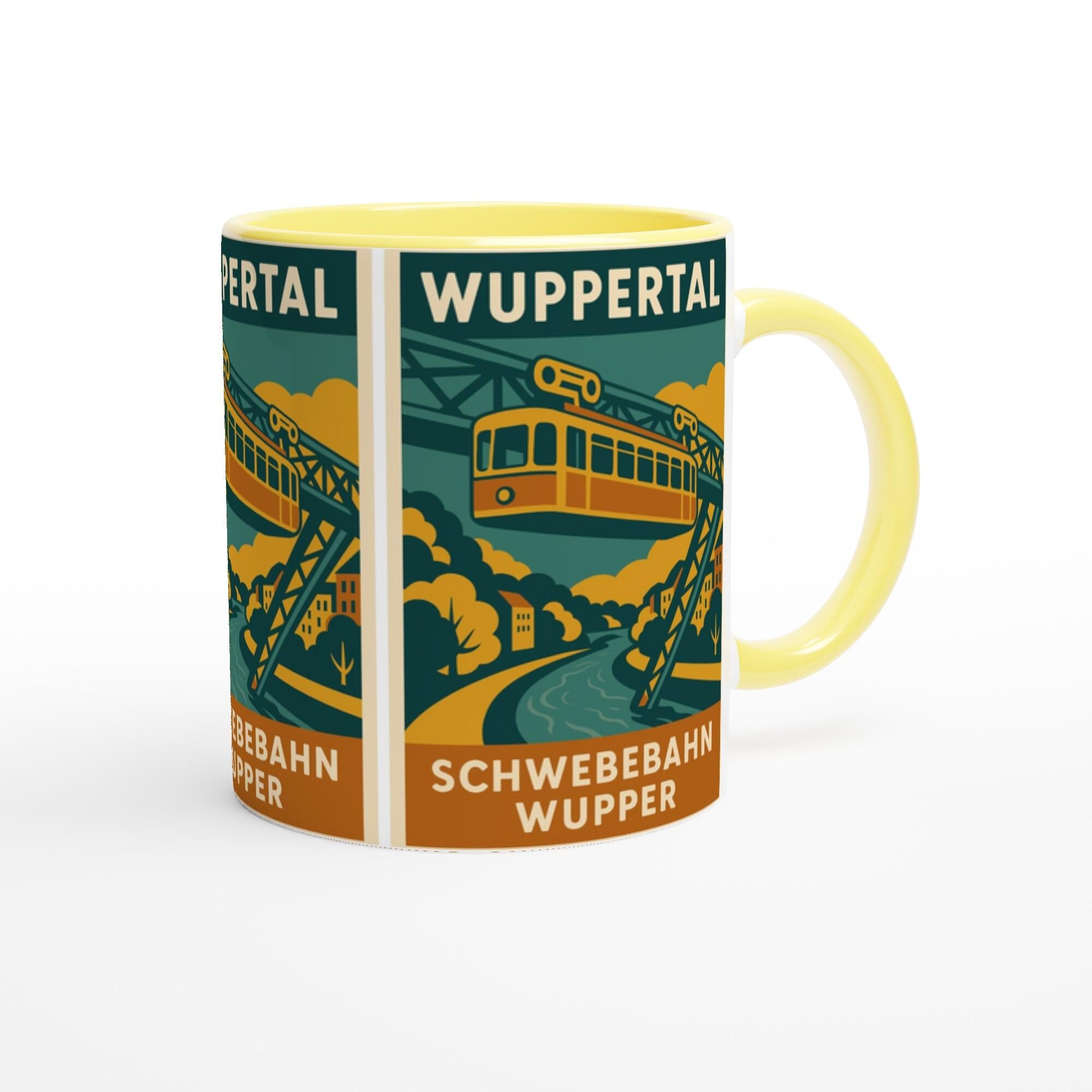 Wuppertal Schwebebahn Tasse – Retro Stadtmotiv an der Wupper | Vintage Travel Poster Mug | Geschenk für Wuppertal-Fans