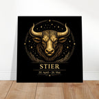 Sternzeichen Stier Wandbild – Zodiac Wall Art für Frauen – Astrologie Kunstdruck – Stier Poster Schwarz Gold – Sternzeichen Geschenk