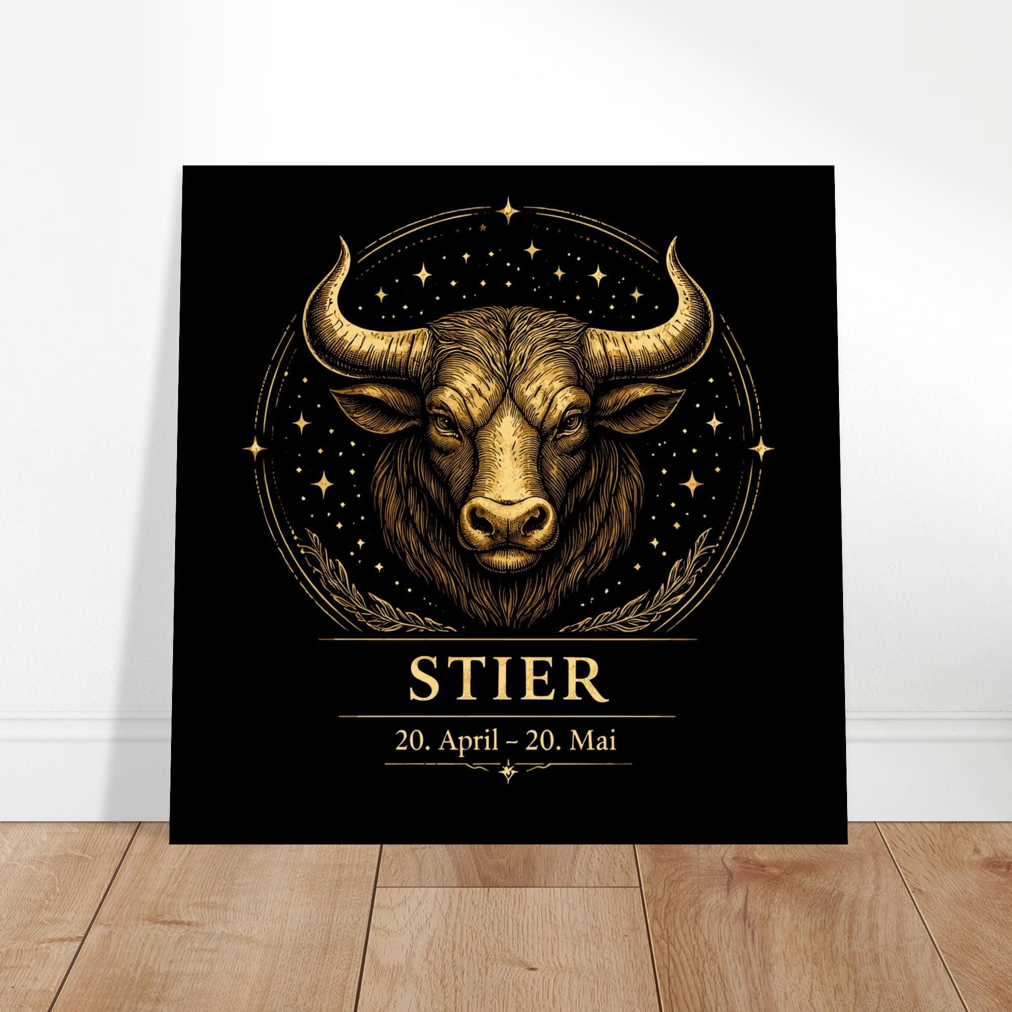Sternzeichen Stier Wandbild – Zodiac Wall Art für Frauen – Astrologie Kunstdruck – Stier Poster Schwarz Gold – Sternzeichen Geschenk