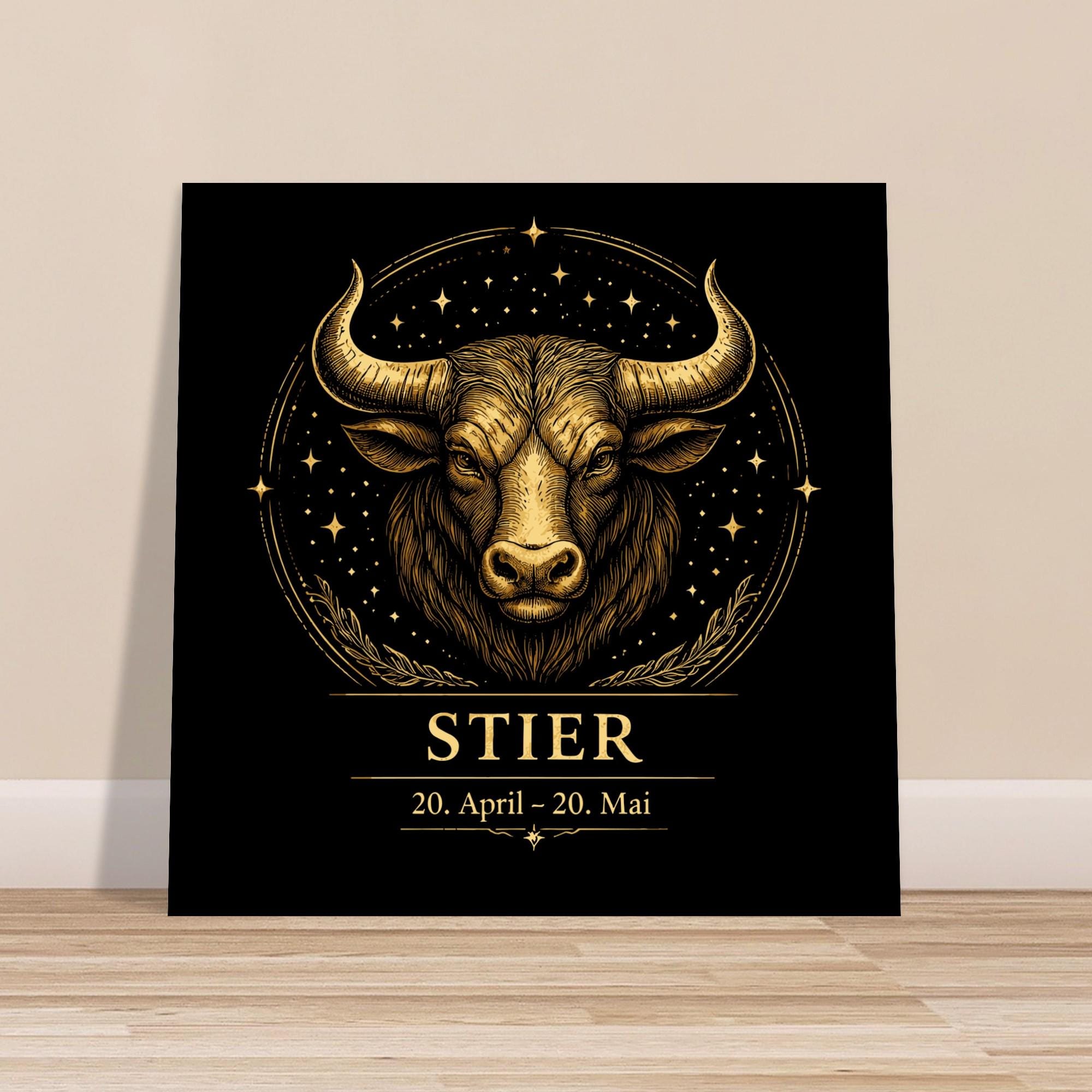 Sternzeichen Stier Wandbild – Zodiac Wall Art für Frauen – Astrologie Kunstdruck – Stier Poster Schwarz Gold – Sternzeichen Geschenk