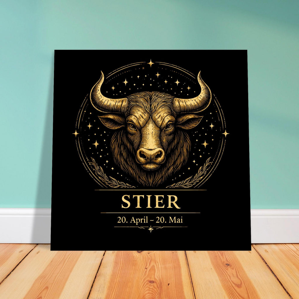 Sternzeichen Stier Wandbild – Zodiac Wall Art für Frauen – Astrologie Kunstdruck – Stier Poster Schwarz Gold – Sternzeichen Geschenk
