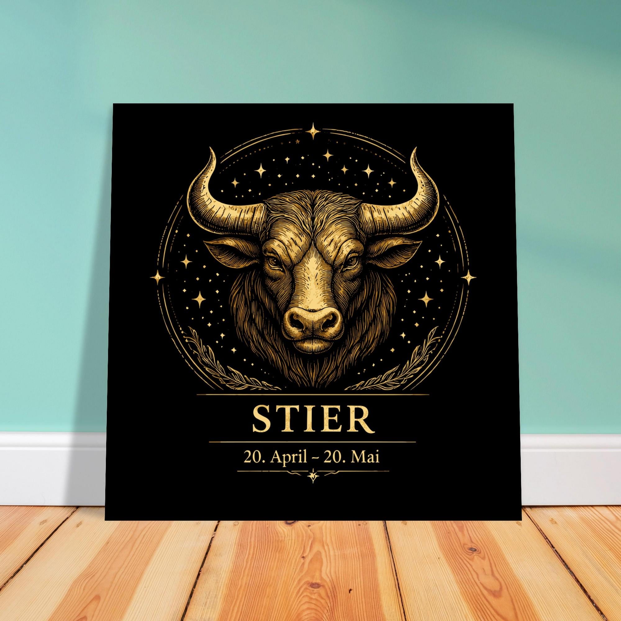 Sternzeichen Stier Wandbild – Zodiac Wall Art für Frauen – Astrologie Kunstdruck – Stier Poster Schwarz Gold – Sternzeichen Geschenk