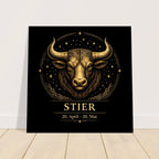 Sternzeichen Stier Wandbild – Zodiac Wall Art für Frauen – Astrologie Kunstdruck – Stier Poster Schwarz Gold – Sternzeichen Geschenk