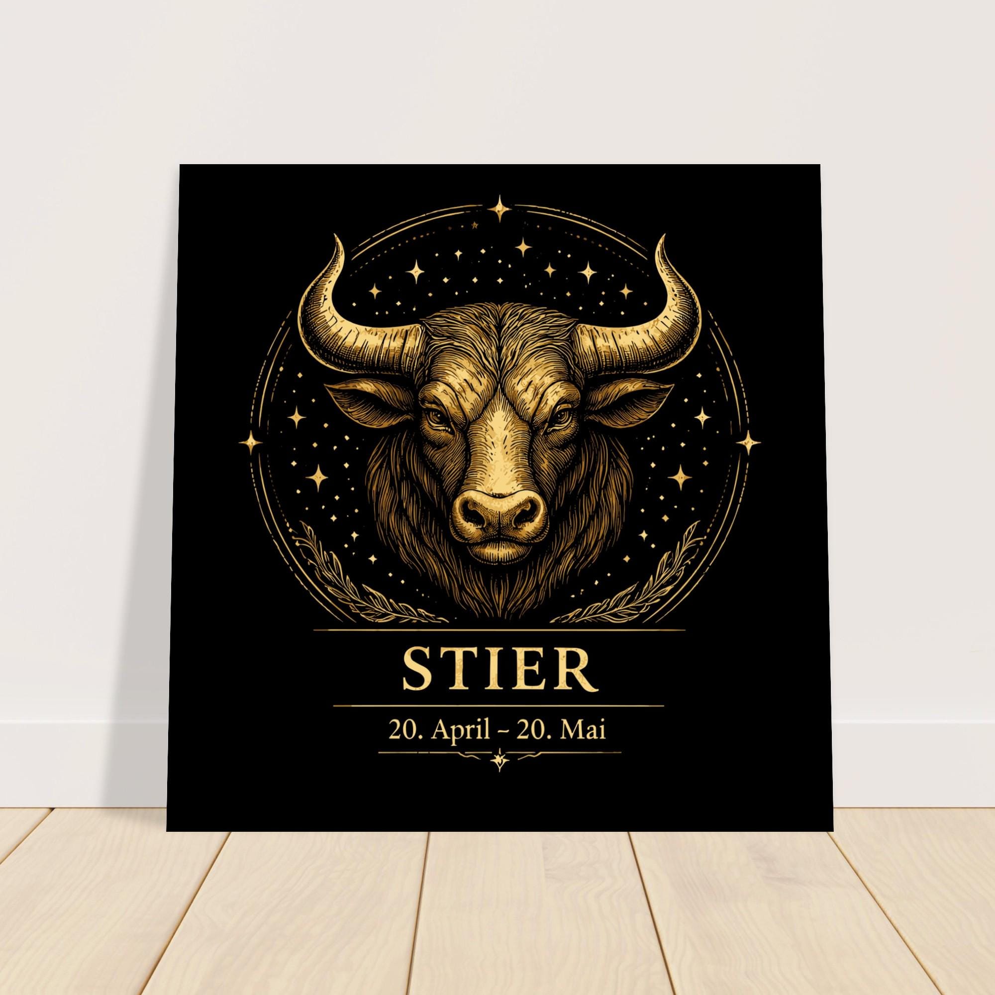 Sternzeichen Stier Wandbild – Zodiac Wall Art für Frauen – Astrologie Kunstdruck – Stier Poster Schwarz Gold – Sternzeichen Geschenk