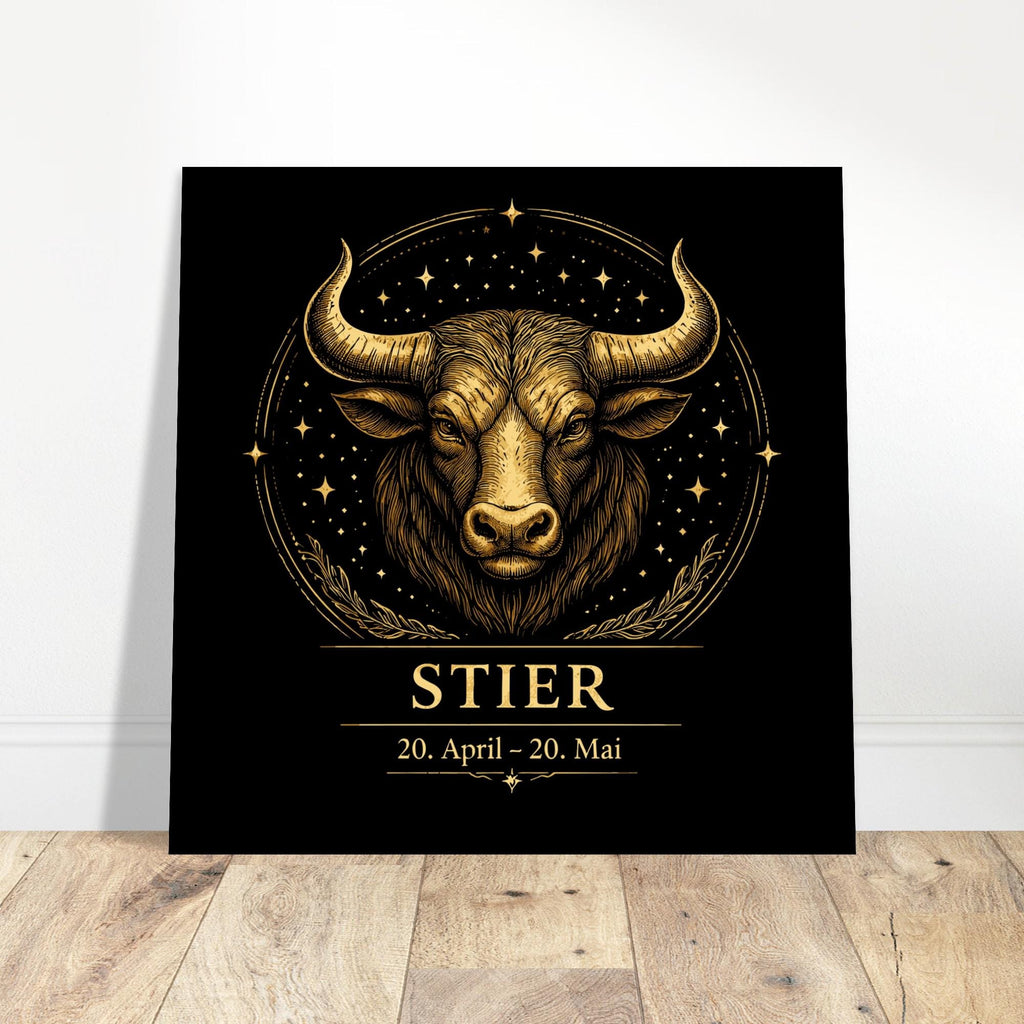 Sternzeichen Stier Wandbild – Zodiac Wall Art für Frauen – Astrologie Kunstdruck – Stier Poster Schwarz Gold – Sternzeichen Geschenk