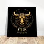 Sternzeichen Stier Wandbild – Zodiac Wall Art für Frauen – Astrologie Kunstdruck – Stier Poster Schwarz Gold – Sternzeichen Geschenk