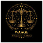 Sternzeichen Waage Wandbild Fine Art Zodiac Wall Art für Frauen – Astrologie Kunstdruck – Waage Poster Schwarz Gold – Sternzeichen Geschenk