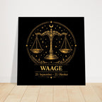 Sternzeichen Waage Wandbild Fine Art Zodiac Wall Art für Frauen – Astrologie Kunstdruck – Waage Poster Schwarz Gold – Sternzeichen Geschenk