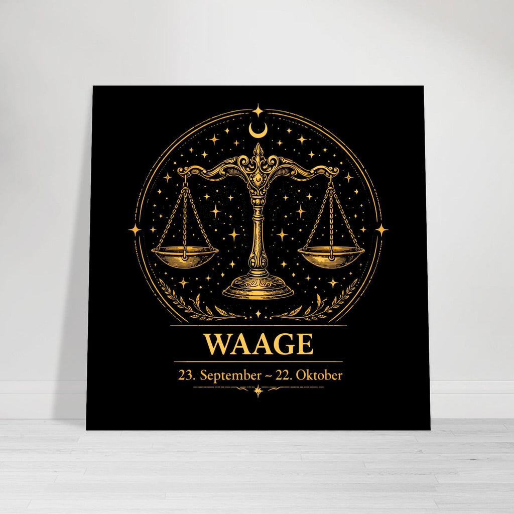 Sternzeichen Waage Wandbild Fine Art Zodiac Wall Art für Frauen – Astrologie Kunstdruck – Waage Poster Schwarz Gold – Sternzeichen Geschenk
