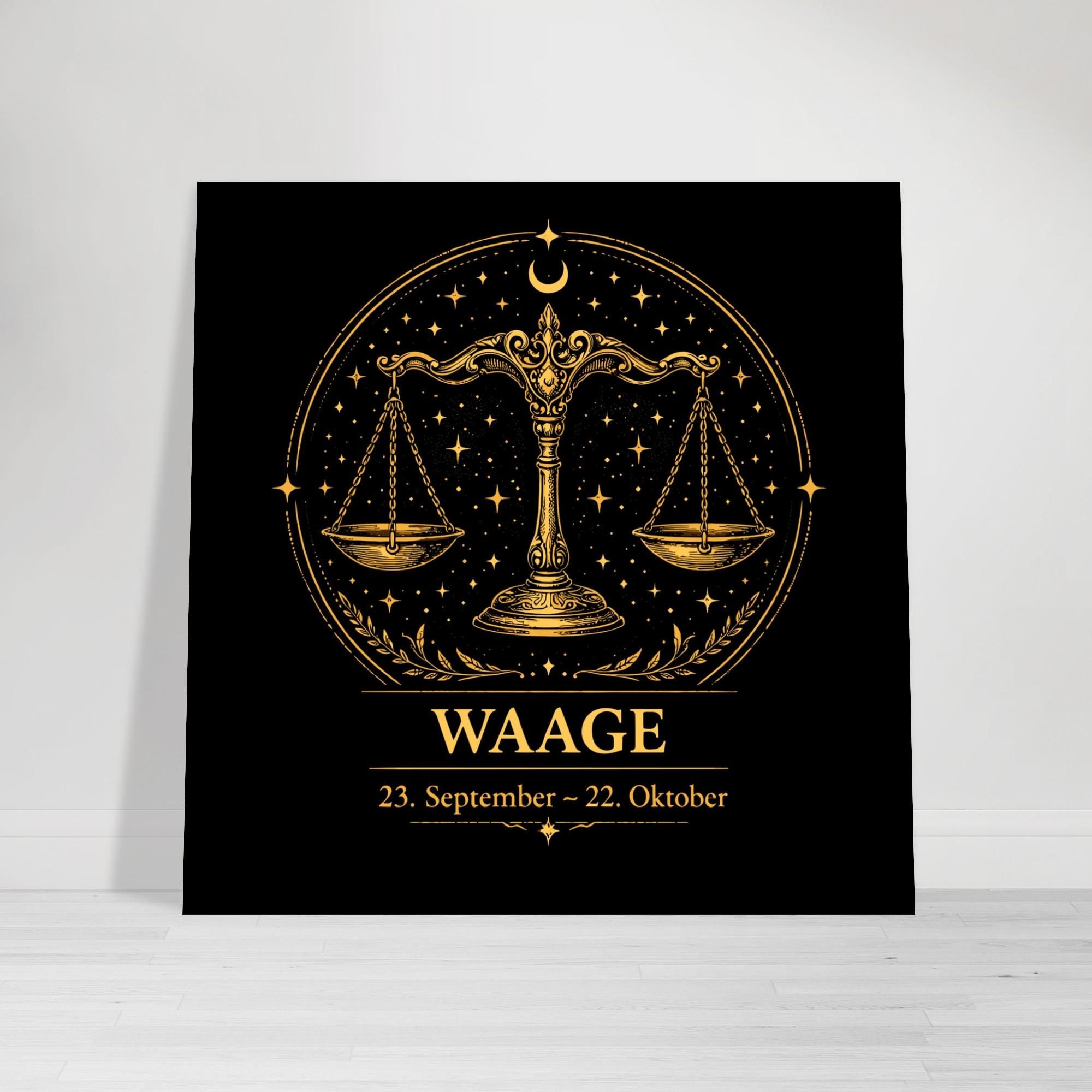 Sternzeichen Waage Wandbild Fine Art Zodiac Wall Art für Frauen – Astrologie Kunstdruck – Waage Poster Schwarz Gold – Sternzeichen Geschenk