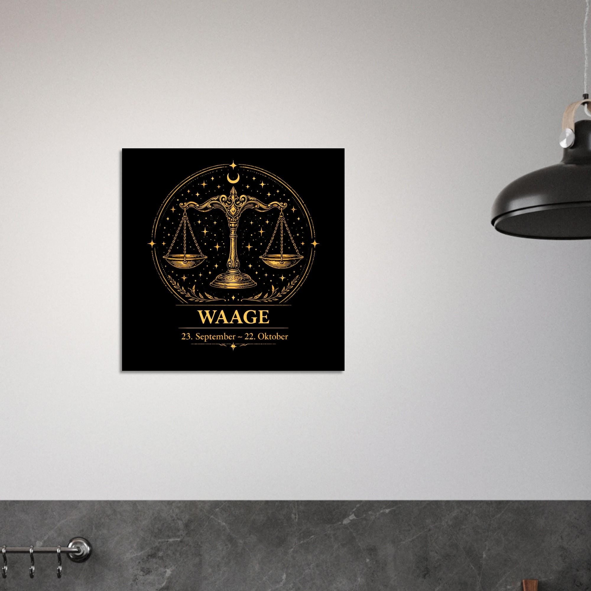 Sternzeichen Waage Wandbild Fine Art Zodiac Wall Art für Frauen – Astrologie Kunstdruck – Waage Poster Schwarz Gold – Sternzeichen Geschenk