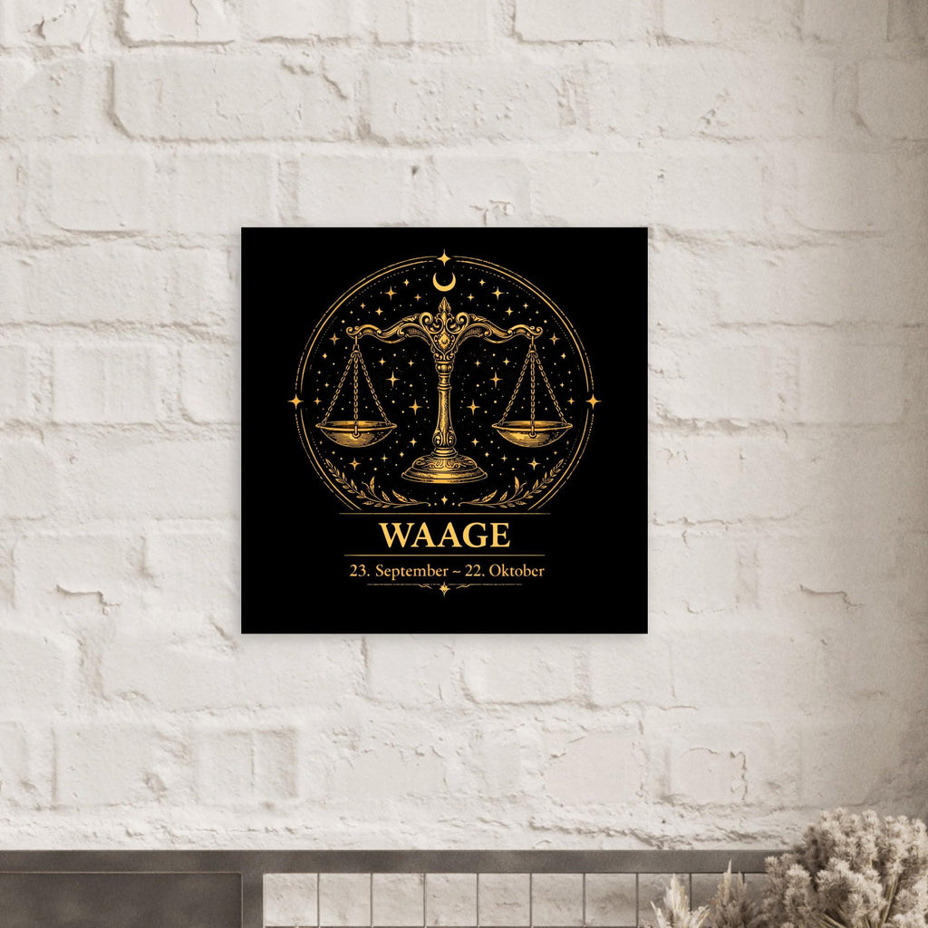 Sternzeichen Waage Wandbild Fine Art Zodiac Wall Art für Frauen – Astrologie Kunstdruck – Waage Poster Schwarz Gold – Sternzeichen Geschenk
