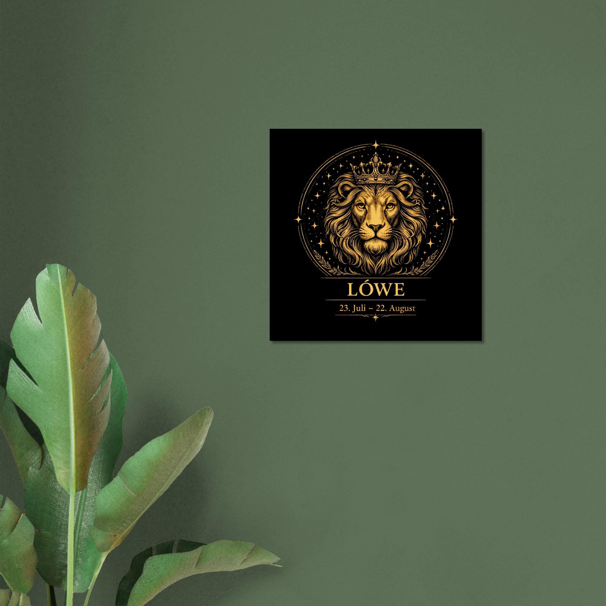 Sternzeichen Löwe Wandbild – Fine Art Zodiac Wall Art für Frauen – Astrologie Kunstdruck – Löwe Poster Schwarz Gold – Sternzeichen Geschenk