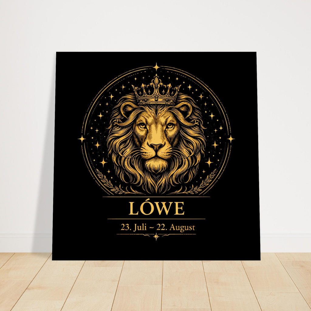 Sternzeichen Löwe Wandbild – Fine Art Zodiac Wall Art für Frauen – Astrologie Kunstdruck – Löwe Poster Schwarz Gold – Sternzeichen Geschenk