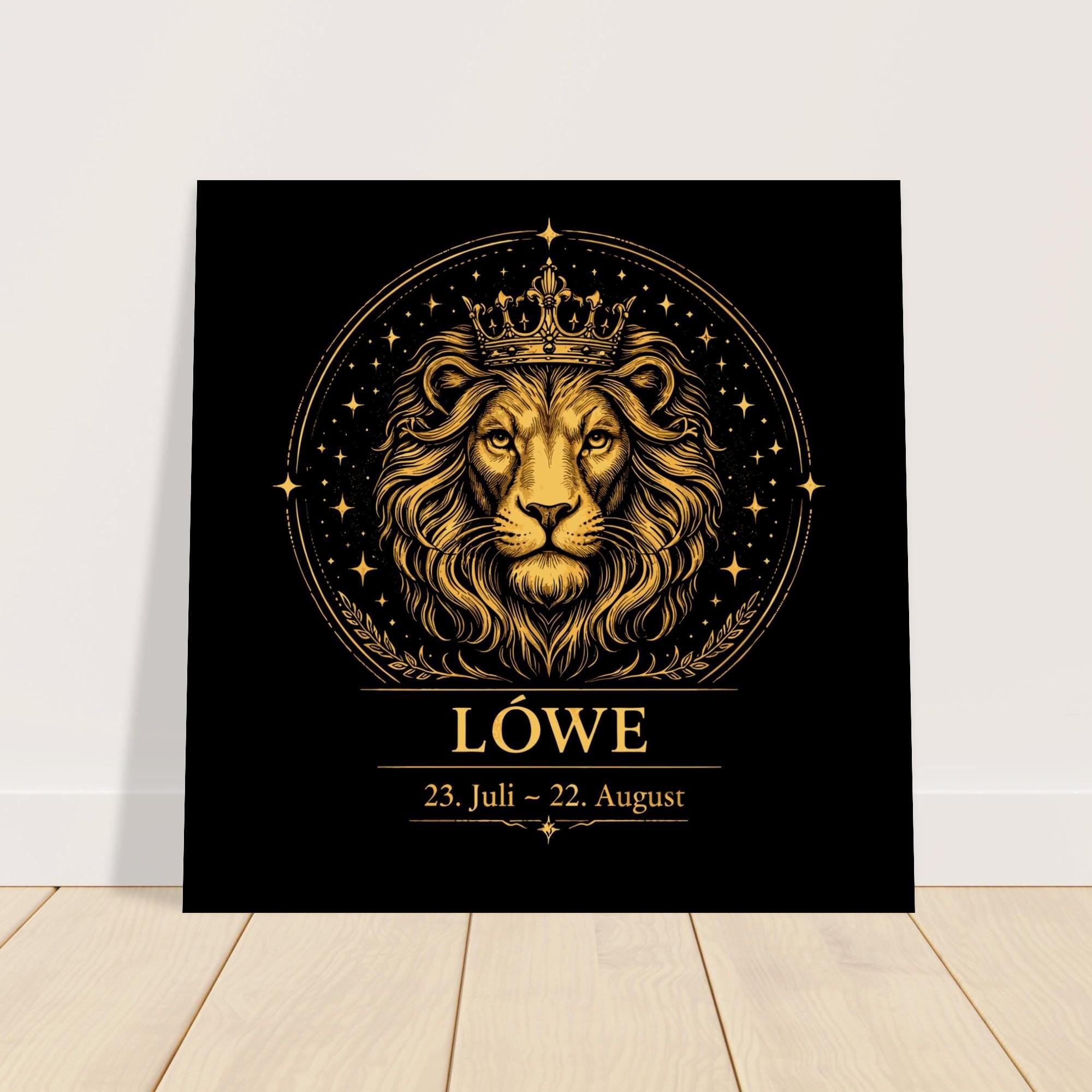 Sternzeichen Löwe Wandbild – Fine Art Zodiac Wall Art für Frauen – Astrologie Kunstdruck – Löwe Poster Schwarz Gold – Sternzeichen Geschenk