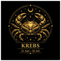 Sternzeichen Krebs Wandbild Fine Art Zodiac Wall Art für Frauen – Astrologie Kunstdruck – Krebs Poster Schwarz Gold – Sternzeichen Geschenk