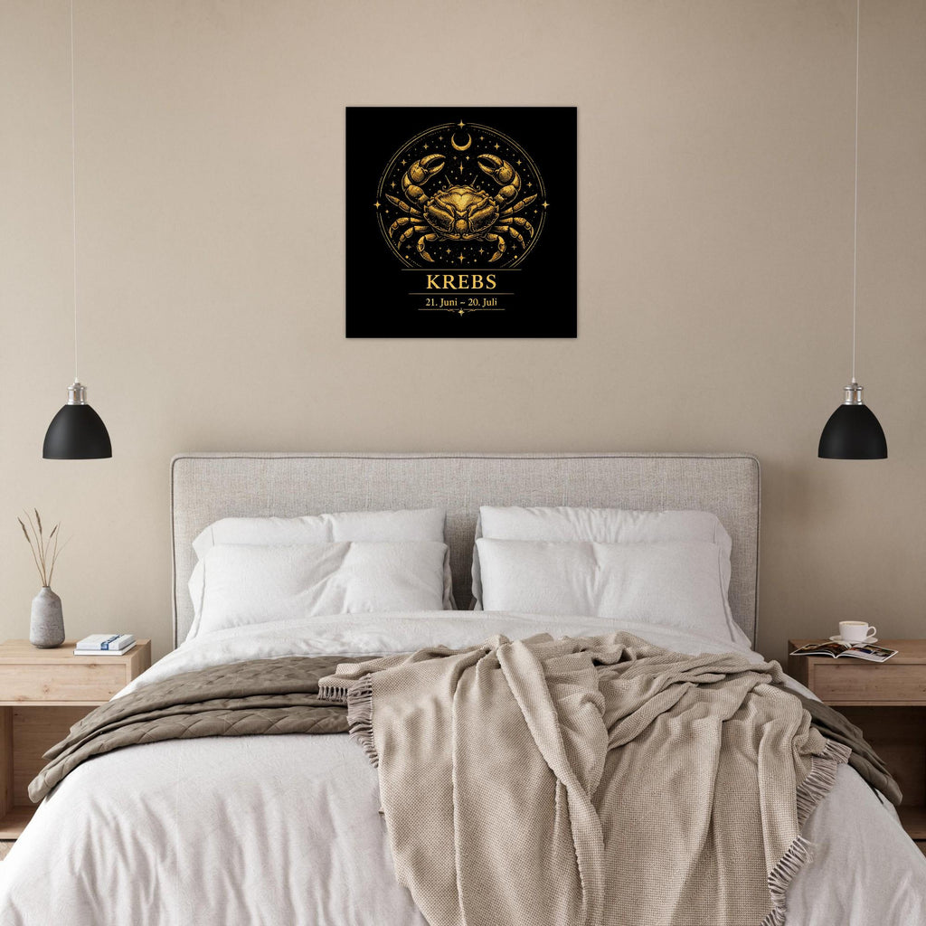 Sternzeichen Krebs Wandbild Fine Art Zodiac Wall Art für Frauen – Astrologie Kunstdruck – Krebs Poster Schwarz Gold – Sternzeichen Geschenk
