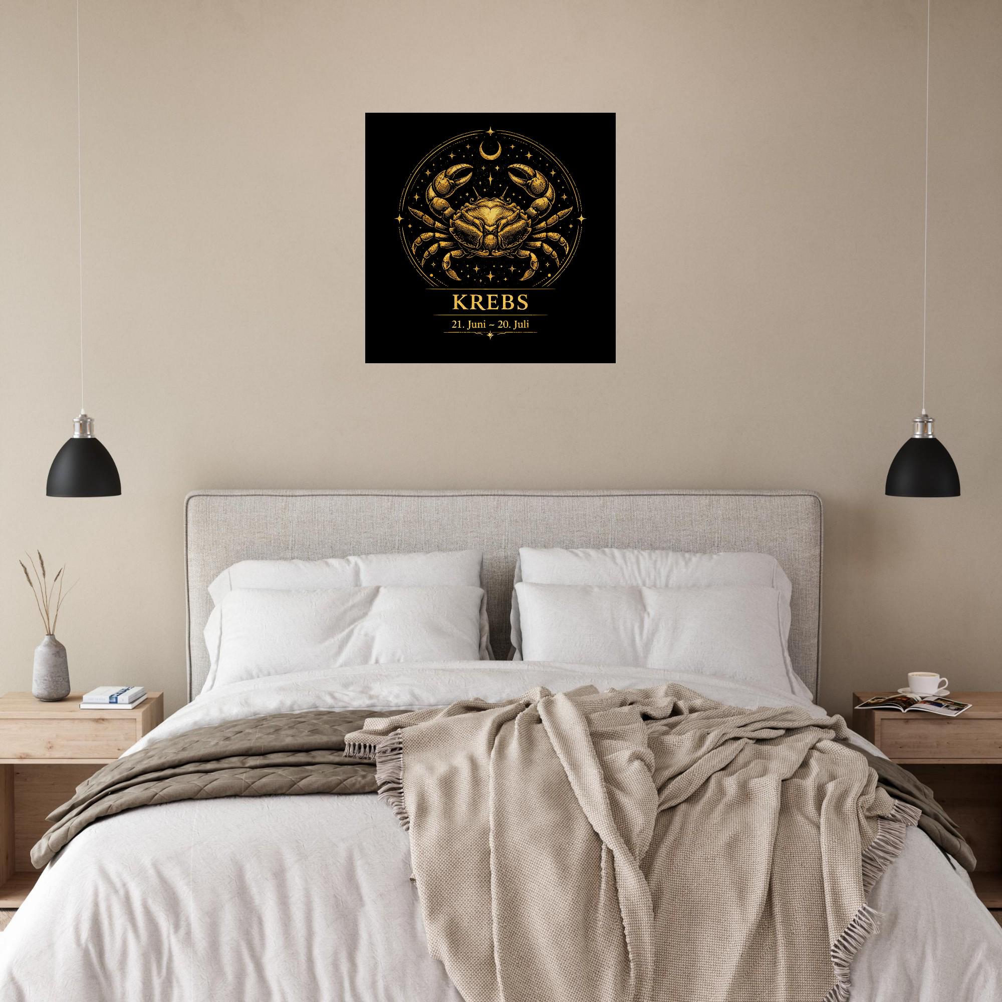 Sternzeichen Krebs Wandbild Fine Art Zodiac Wall Art für Frauen – Astrologie Kunstdruck – Krebs Poster Schwarz Gold – Sternzeichen Geschenk