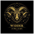 Sternzeichen Widder Wandbild – Fine Art Zodiac Wall Art – Astrologie Kunstdruck – Widder Poster Schwarz Gold – Sternzeichen Geschenk